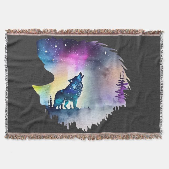 Manta Wolf Howling en las auroras boreales (Anverso)
