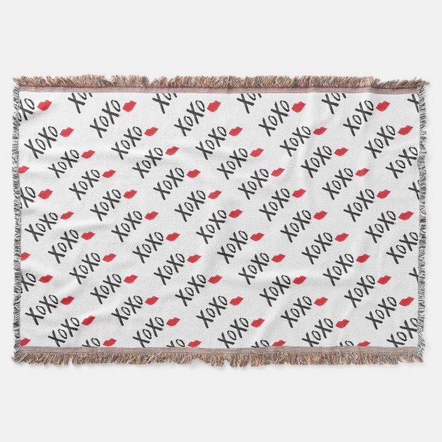 Manta XoXo-Abrazo-Beso-con-Rojo-Labios (Anverso)