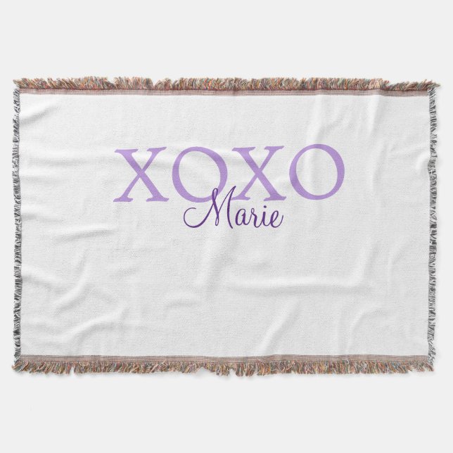 Manta Xoxo el día de San Valentín añadir nombre púrpura  (Anverso)