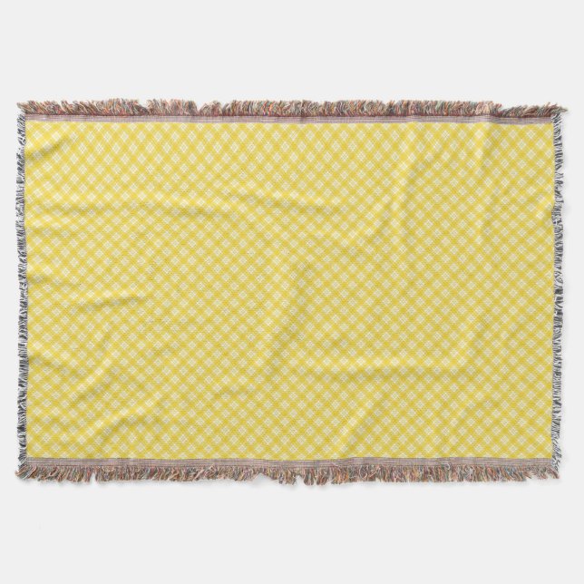 Manta Yellow and gray patterned blanket with fringed (Anverso)