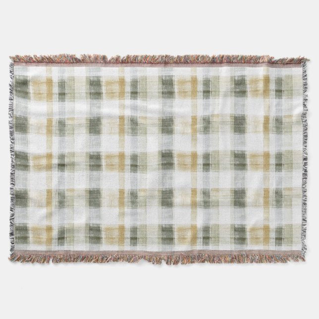 Manta Yellow Green White Plaid Stripes (Anverso)