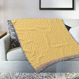 Manta Yellow Square And Diamonds Pattern Throw Blanket