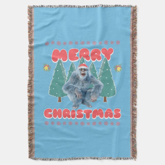 Manta Yeti Divertido - Feliz Navidad (Frente vertical)