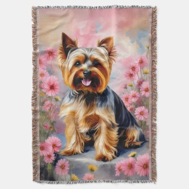 Manta Yorkie Dog Flower (Frente vertical)