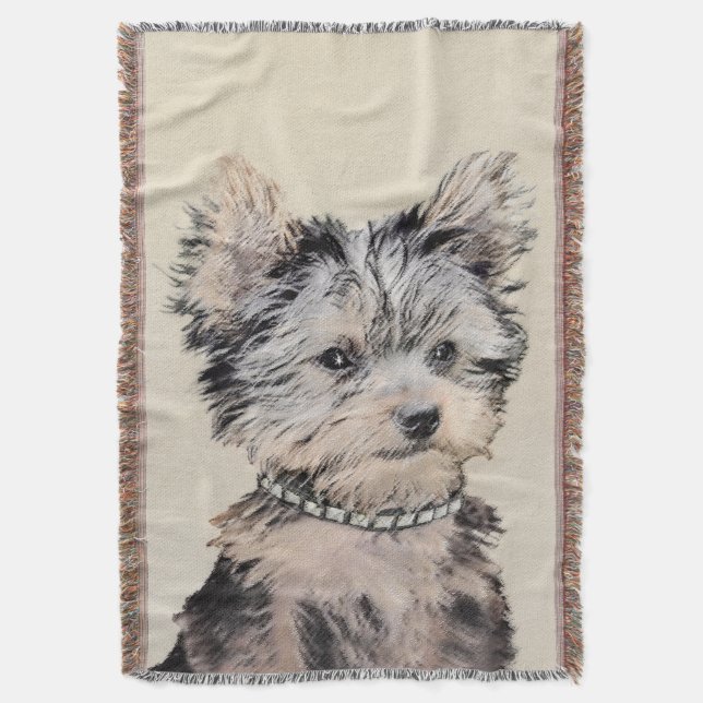 Manta Yorkshire Terrier Puppy Pintando Arte Original De  (Frente vertical)