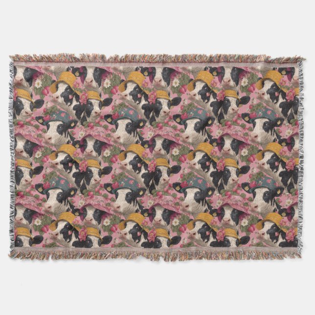 Manta Young Cows Wearing Spring Hats In Strawberry Field (Anverso)