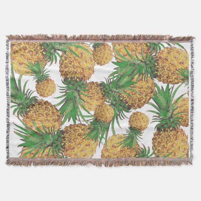 Manta Yummy Tropical Pineapple Pattern Thleth Blanket (Anverso)