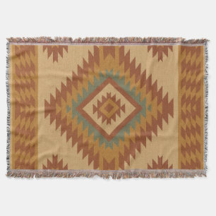 Manta Zapotec Folk Art Diamond Cotton Blanket Throw