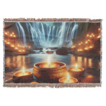 Zen Waterfall Night Landscape 
