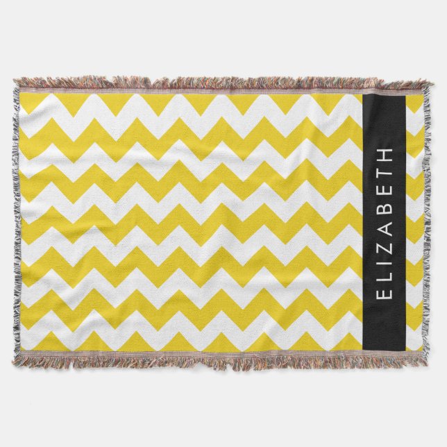 Manta Zigzag Amarillo, Chevron Amarillo, Tu Nombre (Anverso)