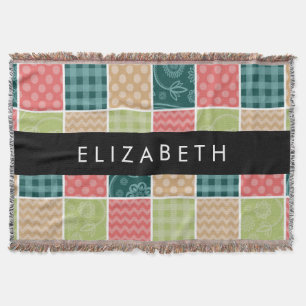 Manta Zigzag, Chevron, Gingham, Puntos Polka, Tu Nombre