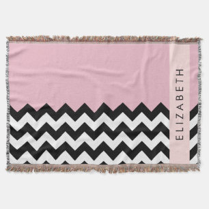 Manta Zigzag negro y blanco, chevron, rosado, tu nombre