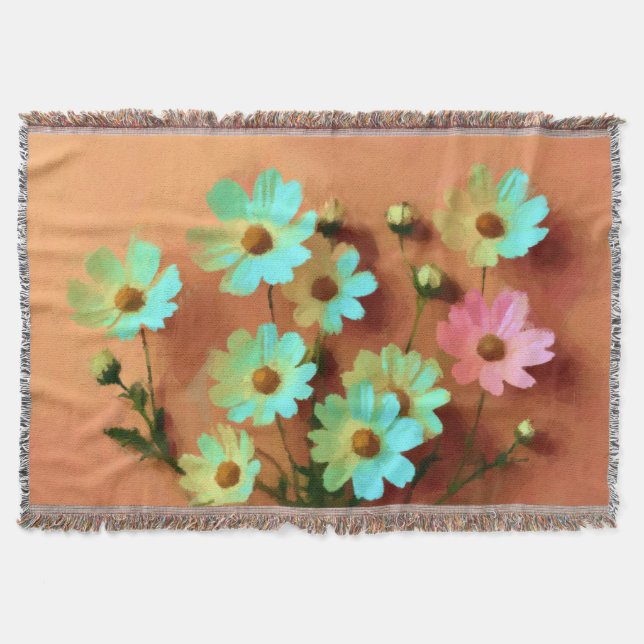 Manta Zinnia Elegans Vibrante Botánica (Anverso)