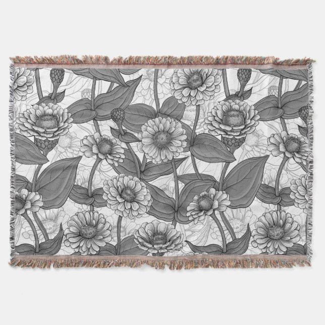 Manta Zinnias, monocromo en blanco (Anverso)