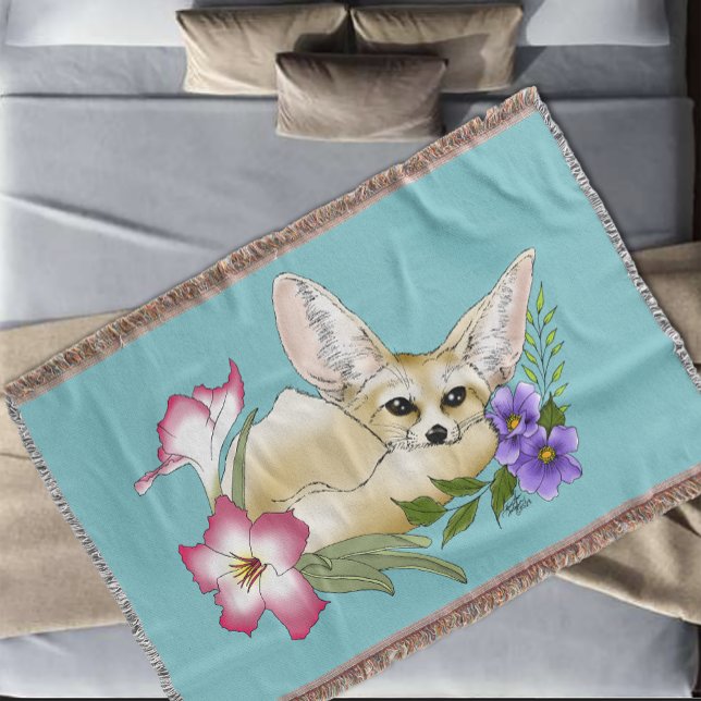 Manta Zorro Fennec Flores Rosadas Purpura Lindas Botánic (Subido por el creador)