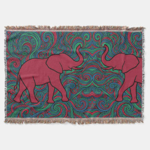 Mantas de arte de línea de joyas de elefante abstr
