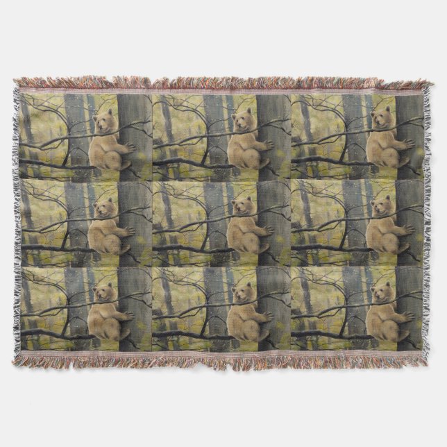 Mantas de arte del oso Kermode Bear Throth Blanket (Anverso)