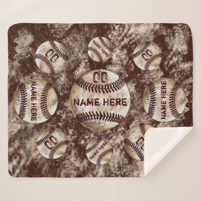 Mantas de béisbol personalizadas de Sherpa Fleece (Anverso (horizontal))