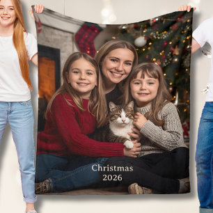 Mantas de felpa con fotos de Navidad para familia