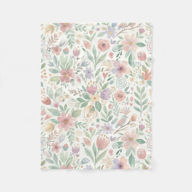 Mantas de felpa floral pastel (Anverso)