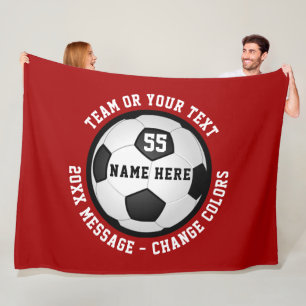 Mantas de felpa personalizadas de fútbol, rojas y