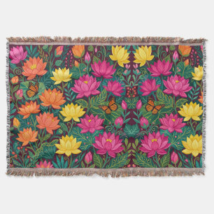 Mantas de flores boho Abstract Lotus Monarch