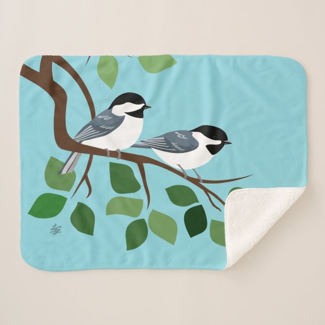 Mantas de Serpa del arte del pájaro del Chickadee (Anverso (horizontal))