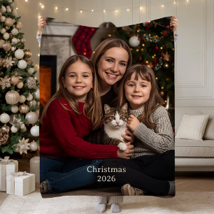 Mantas Sherpa de Navidad Familia y Mascotas Foto
