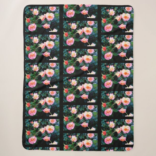 MANTAS SHERPA DE ROSAS ROSADAS (Anverso)