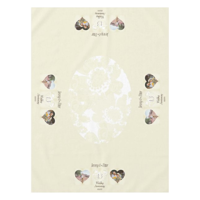 Mantel 13° Aniversario 2 Fotos Linen tipo encaje (Anverso)