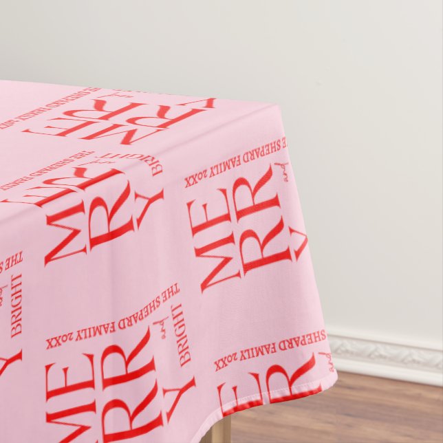 Mantel 2025 Modern Merry and Bright Red Pink Christmas (In Situ)