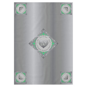 Mantel 20.º tabloto del aniversario de Boda Esmeralda