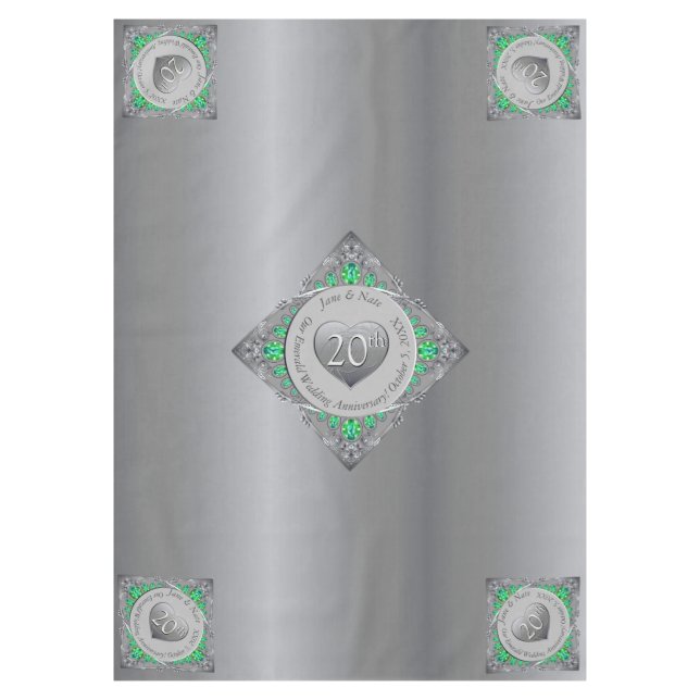 Mantel 20.º tabloto del aniversario de Boda Esmeralda (Anverso)