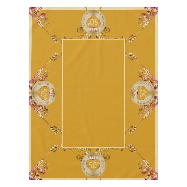 Mantel 50.º tabloto del aniversario Boda (Anverso)