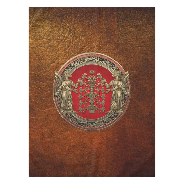 Mantel [510] Dos Ninurtas de oro con árbol de la vida (Anverso)