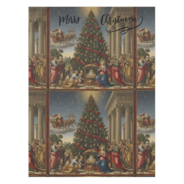 Mantel 52x70 Cotton Nativity Christmas Tablecloth
