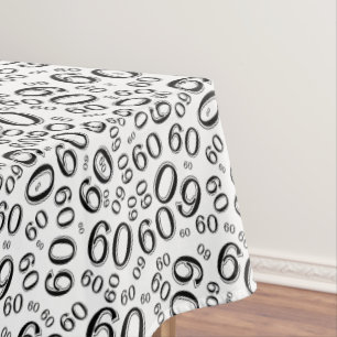 Mantel 60.o Tema de la fiesta de cumpleaños, blanco y