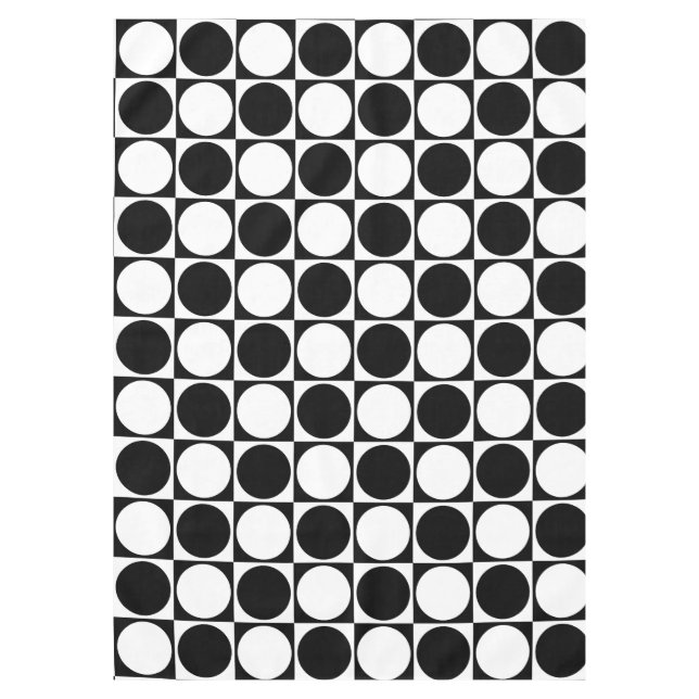 Mantel 70s Checks and Circles Black and White (Anverso)