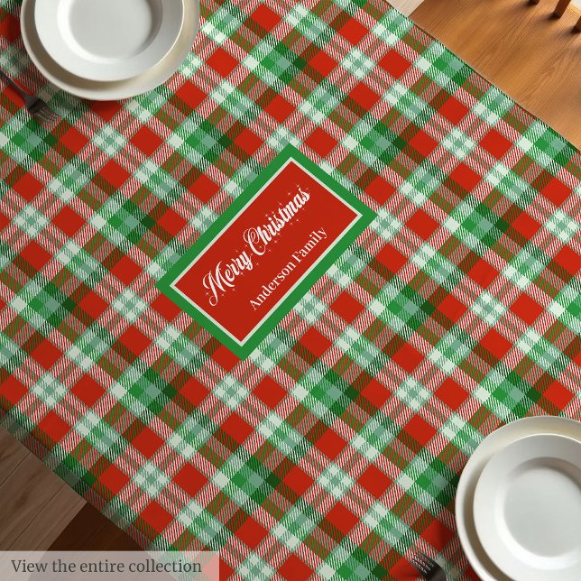 Mantel a cuadros rojo y verde estilo tradicional (Red Green Checkered Tablecloth Traditional Style)