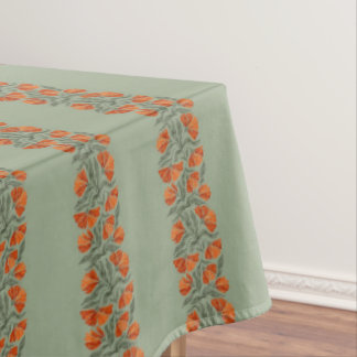 Mantel a Rayas Botánicas Verde Salvia y Naranja