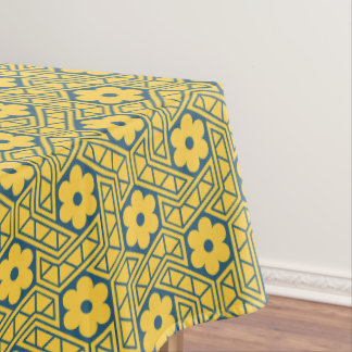 Mantel A yellow and blue Indian lattice flower pattern 