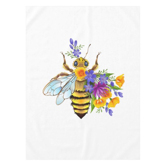 Mantel Abeja de flor con plantas silvestres (Anverso)