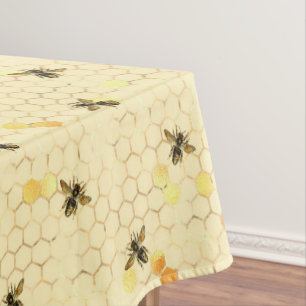 Mantel Abejas con patrón de Honeycomb amarillo dorado
