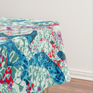 Mantel Abstracción gráfica Verde azulada de color azul