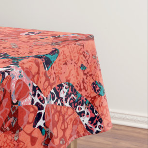 Mantel Abstracción gráfica Verde azulada en blanco negro 