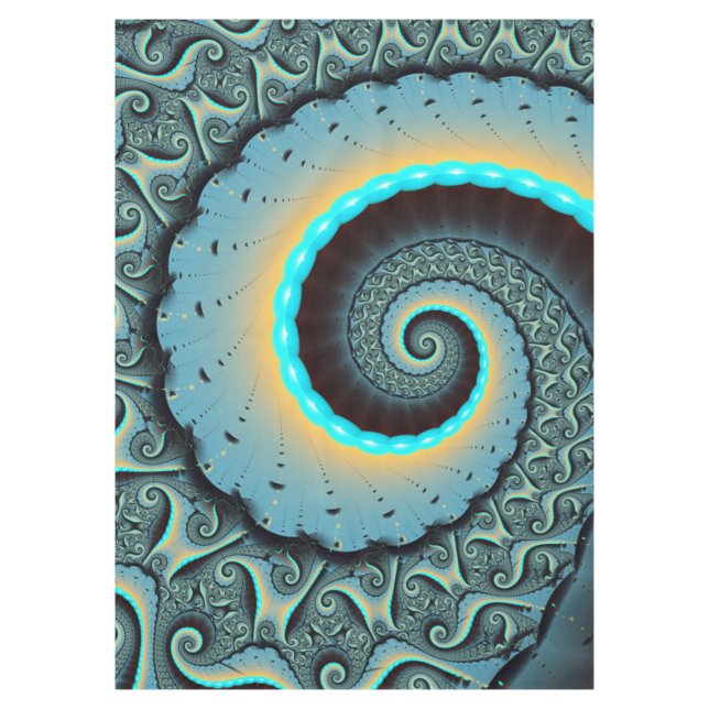Mantel Abstract Blue Turquoise Orange Fractal Art Spiral (Anverso)