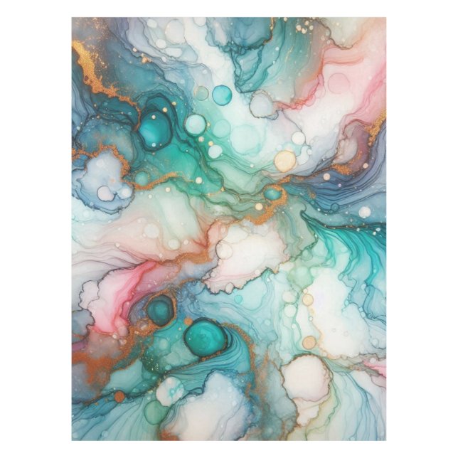 Mantel Abstract in Pink, Teal, Blue, and Gold (Anverso)