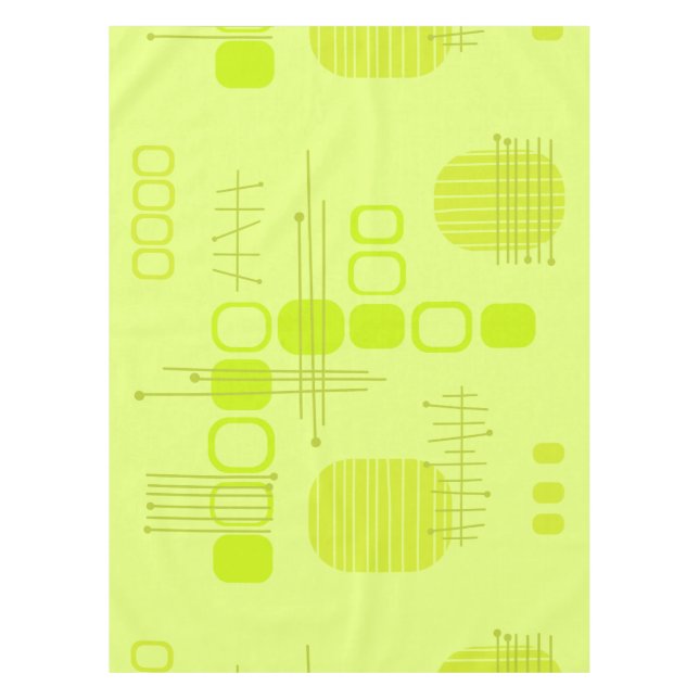 Mantel Abstracto atómico Barkcloth Chartreuse (Anverso)