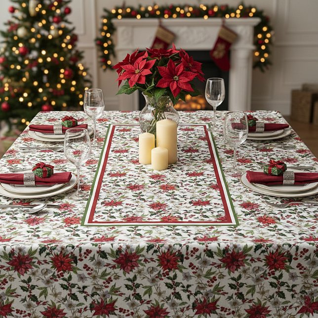 Mantel Acebo y poinsettia (Subido por el creador)