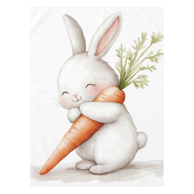 Mantel Acuarela Fluffy Bunny Carrot Love (Anverso)